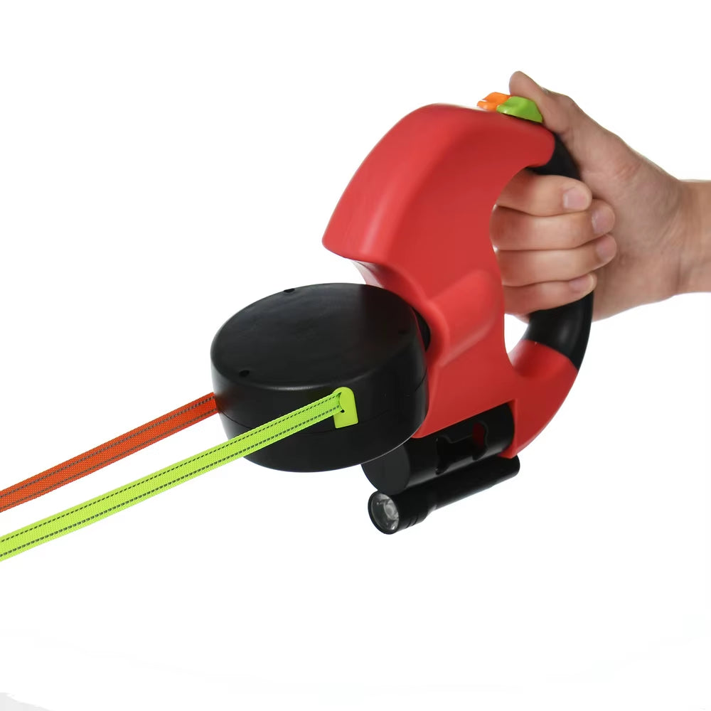 Retractable Dual Dog Leash with LED Light - No Tangle