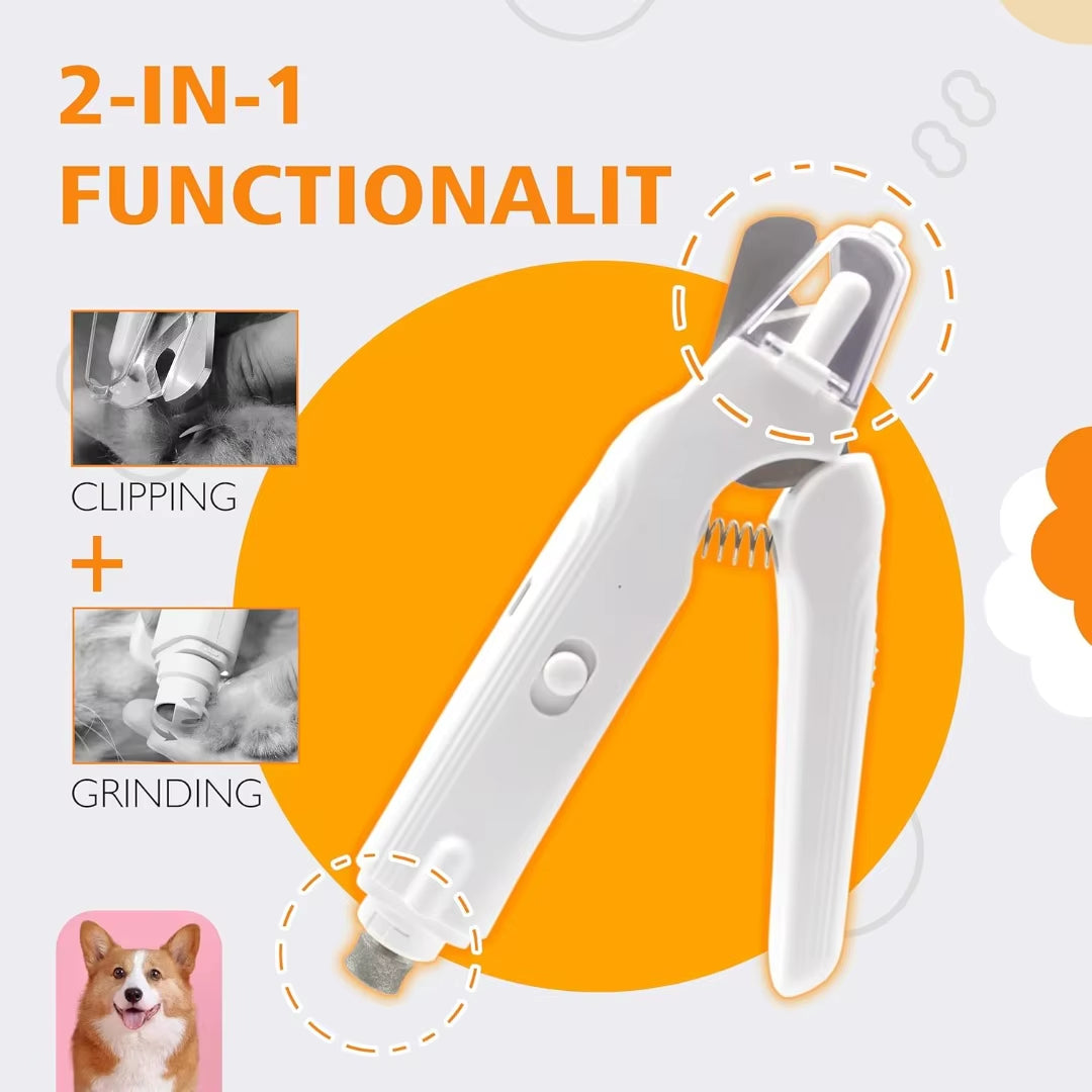 Quiet Pet Nail Grinder — Rechargeable Claw Trimmer with LED Light for Dogs & Cats