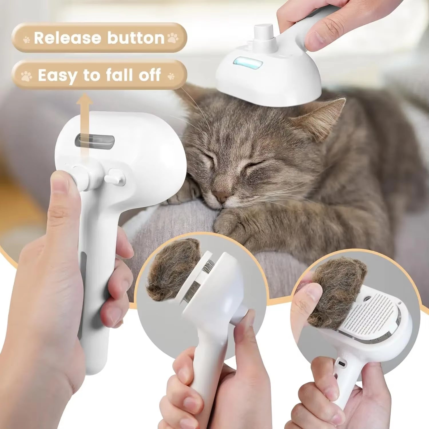 3-In-1 Electric Steam Grooming Brush for Cats & Dogs