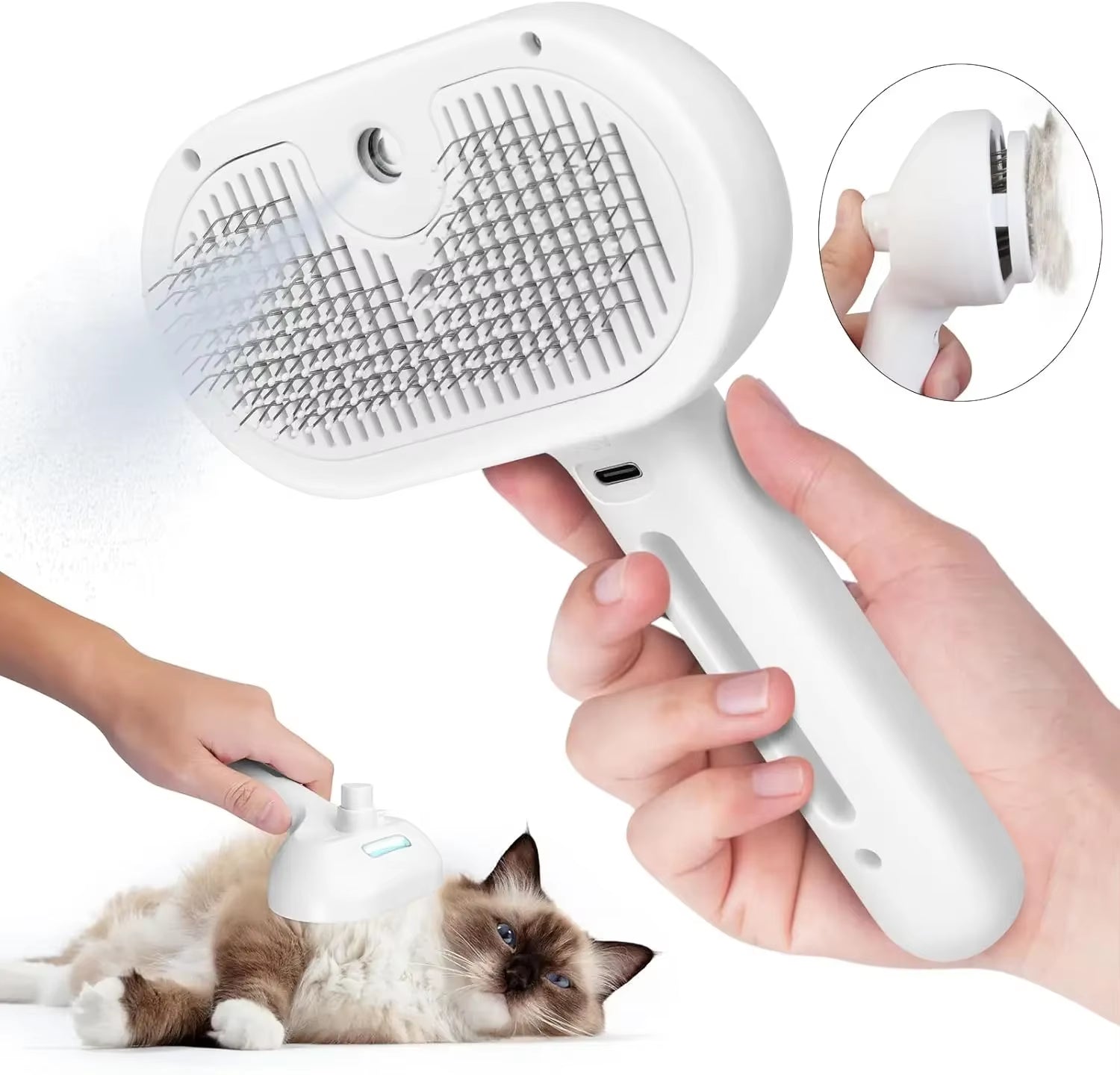 3-In-1 Electric Steam Grooming Brush for Cats & Dogs