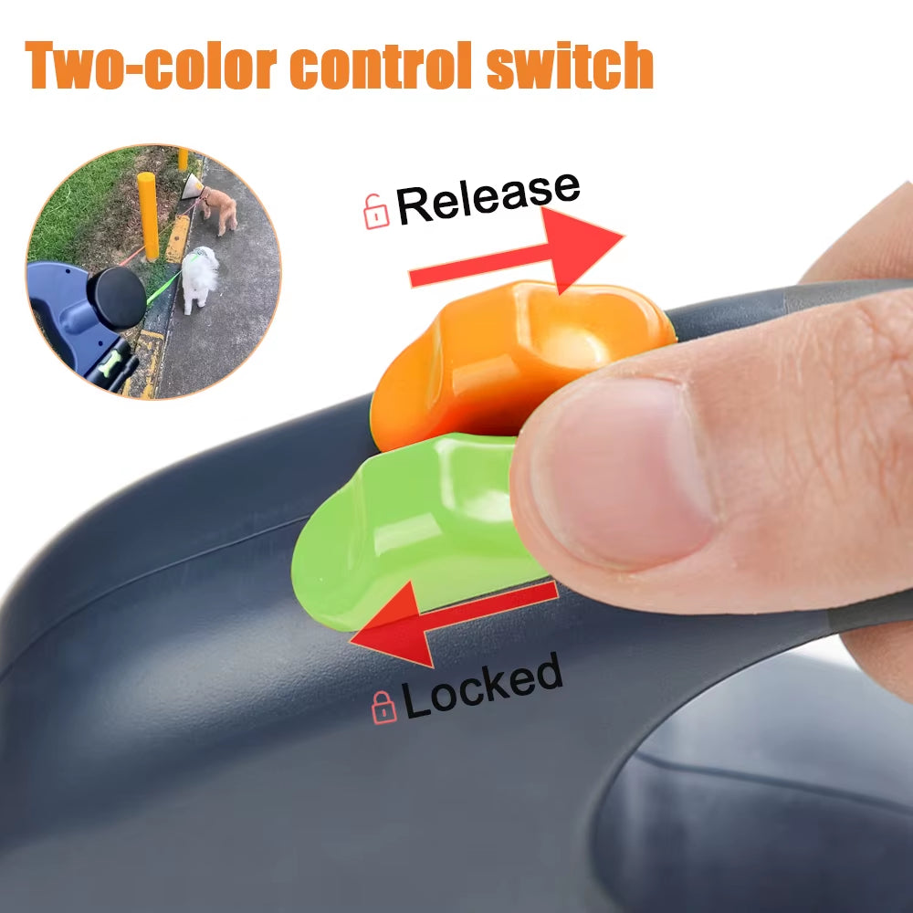 Retractable Dual Dog Leash with LED Light - No Tangle