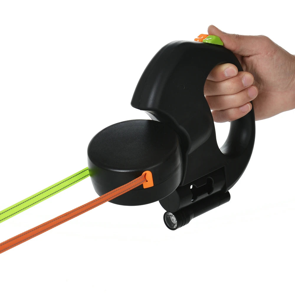 Retractable Dual Dog Leash with LED Light - No Tangle