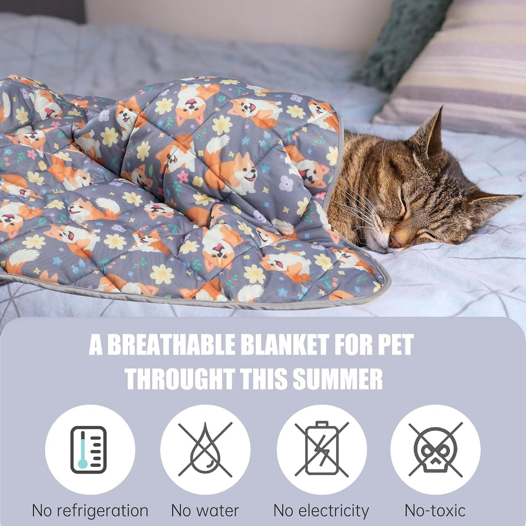 Pet Cooling Mat for Dogs & Cats — Self-Cooling Summer Pad, Washable & Reusable