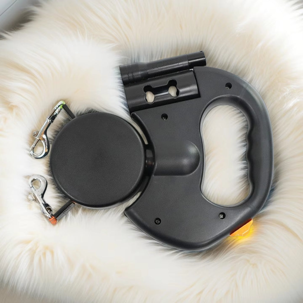 Retractable Dual Dog Leash with LED Light - No Tangle