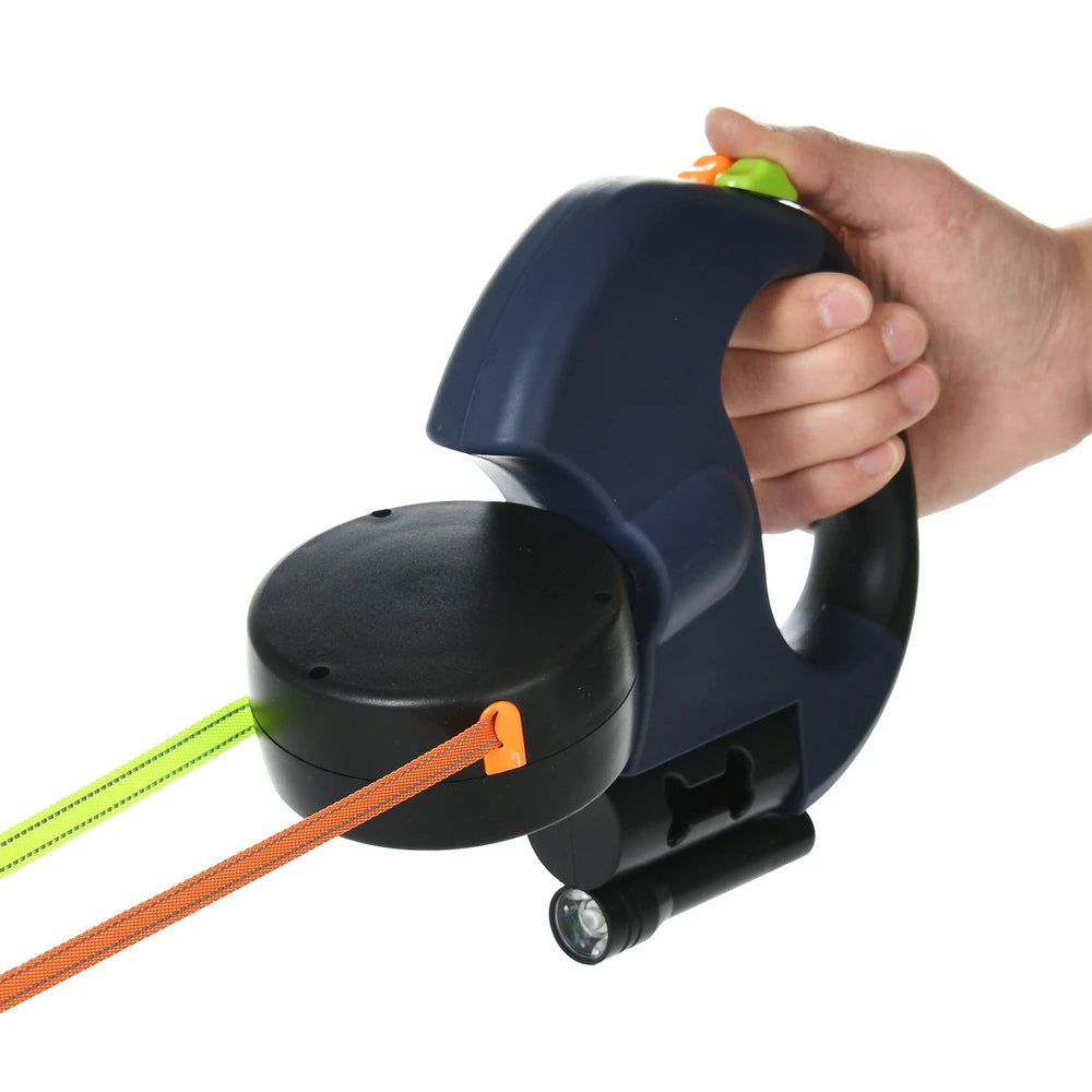 Retractable Dual Dog Leash with LED Light - No Tangle