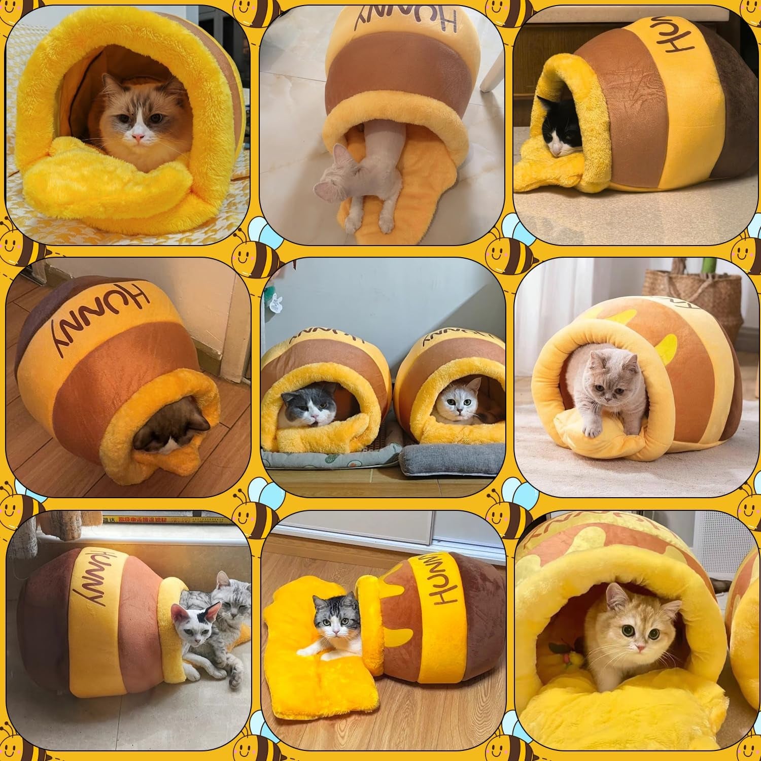 Honey Pot Cat Cave Bed - Soft Rebound Sponge Pet Nest